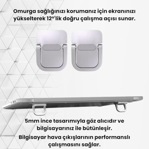 Alternative view of Metal 2 adet 5MM 3M Yapışkanlı Katlanabilir Ultra Mini Laptop Standı,Portatif Taşınabilir Siyah