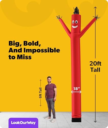 Torero Inflatables Lookourway Air Dansçı hoch Tube Man şişirilebilir sabitleme, 20-feet 20' Kırmızı