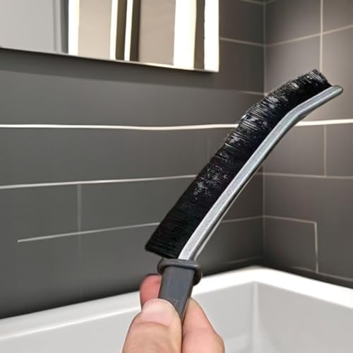 2'li Dar Alan Temizleme Fırçası Seti - Sert Kıllı Boşluk Temizleyici, Pencere ve Kapı Rayı Temizleme Fırçası, Mutfak ve Banyo İçin İnce Detay Fırçası - Siyah ve Gri Saplı- (2 Adet)
