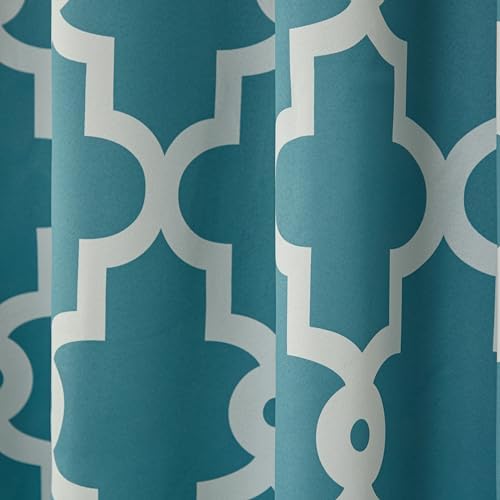 Alternative view of Curtains Ironwork Satin mit Blackout-Tülle-Fenster Vorhang-Paar, Polyester, blaugrün, 52x108
