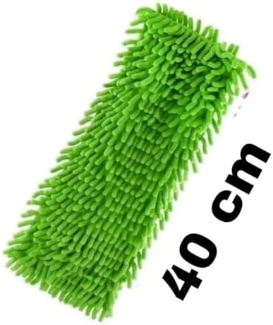 40 cm Mikrofiber Makarna Mop Başlığı 2’li Set, Yüksek Emici Chenille Mop Ucu, İz ve Tüy Bırakmaz, Parke, Seramik, Laminat ve Mermer İçin Uygun Temizlik Bezi (Turuncu, Yeşil, Mavi)