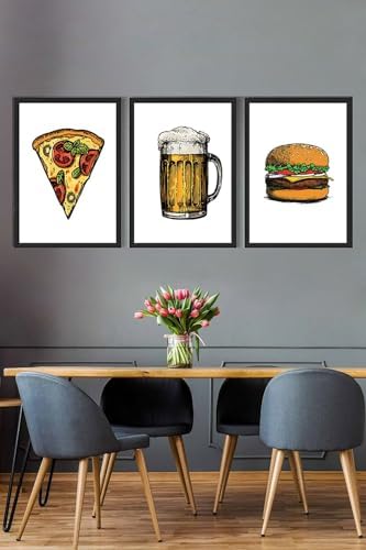 (pster14862) Fastfood 3 Parçalı Çerçeve Seti 50 x 70