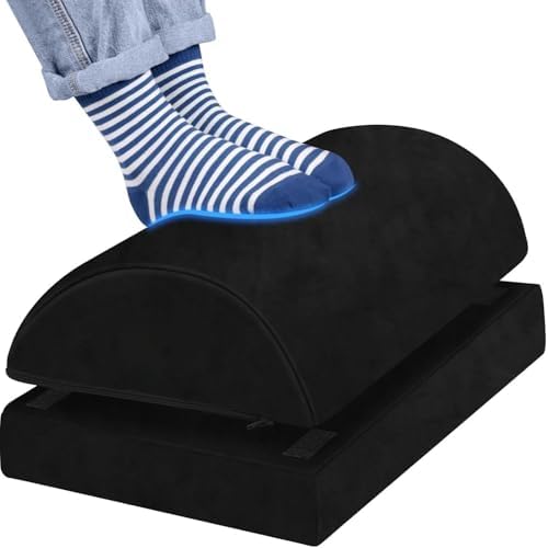 Ergonomik Visco Ayak Minderi, Oyun Koltuğu ve Ofis Koltuğu için Anti Alerjen Ayak Yastığı, Ayak Koyma Yeri Taburesi, Çok Amaçlı Rahatlatıcı Yarım Silindir İki Parça Masa Altı Ayak Desteği