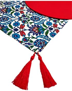 Viemso Çini Desenli Runner 6'lı Kırmızı Supla Set V00020886 - Görsel 4