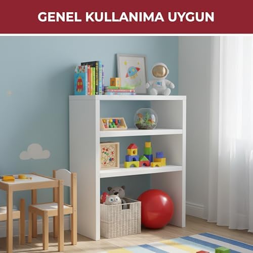 Alternative view of Pikas Yakut Ayaklı İki Bölmeli Çok Amaçlı Komodin – Beyaz, Modern Tasarım, Açık Raf Ünitesi