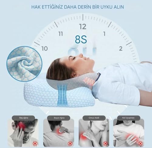 Boyun Desteği için Ultra Fıtık Ağrı Giderici Soğutma Yastığı, Ayarlanabilir Servikal Yastık Rahat Uyku, icin Ergonomik Konforlu Hafızalı Köpük Yastıklar Kırışık giderici (BEYAZ GRİ) - Görsel 3