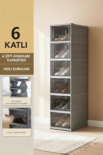 Alternative view of 6 Katlı Katlanabilir Organizer, Çok Amaçlı, Taşınabilir Portatif, 25.5 x 34.5 x 105 cm (ANTRASİT)