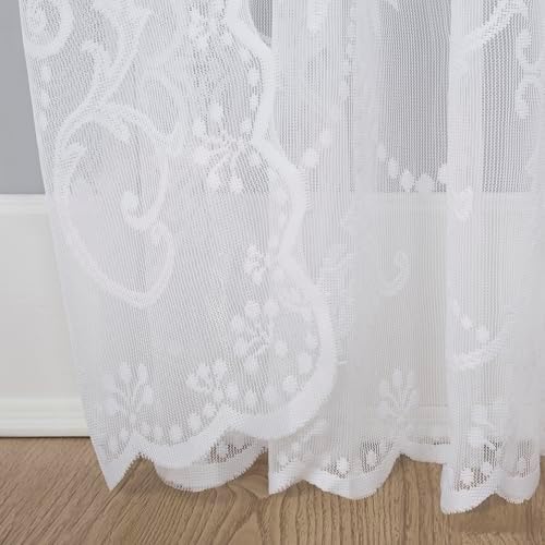 Alternative view of No. 918 Ariella Çiçekli Çubuk Cep Perde Paneli, 147 cm x 213 cm, Beyaz