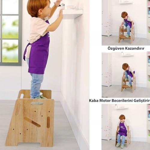 Minera Çocuk/Yetişkin Ahşap Basamak, Yükseltici, Tabure