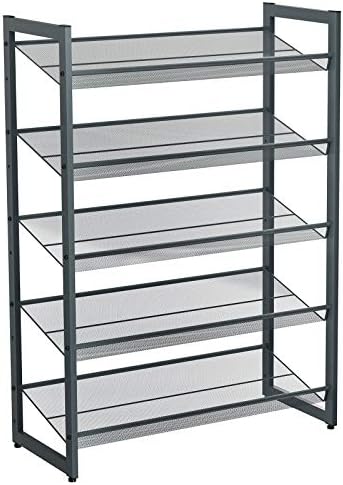 5 Katlı Ayakkabı Rafı, Genişleyen Metal Ayakkabı Rafı Ayarlanabilir Ayakkabı Rafı 15-20 Çift Ayakkabı, Kısa Bot, Topuklular İçin Uygun, 74x104x307cm Koyu Gri Lmr005Gb - Görsel 3