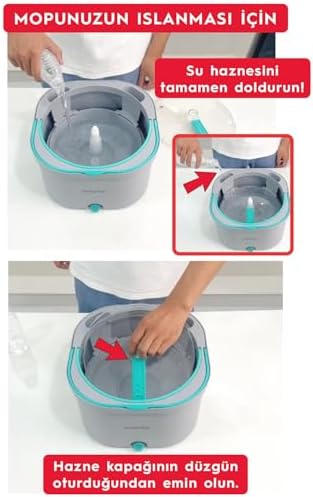 Aqua Max ÖZEL SERİ ŞEFFAF Temiz&Kirli Suyu Ayırma Çift Kova Yedekli Temizlik Seti Mop Paspas