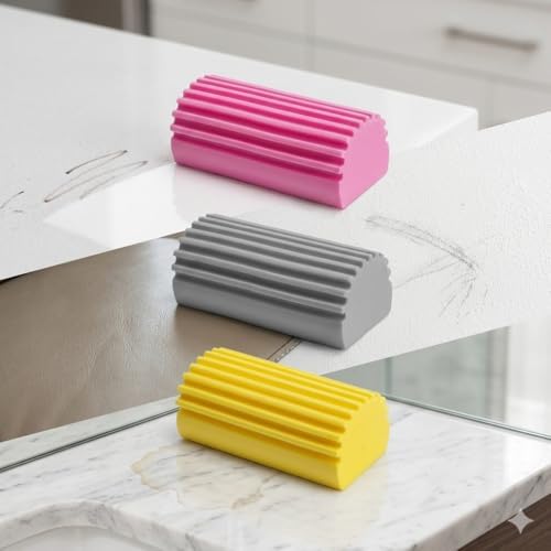 Alternative view of Sponge Sihirli Sünger 3'lü Set - Çok Amaçlı Leke Çıkarıcı Temizlik Süngeri - Mutfak, Banyo, Duvar ve Ayakkabı İçin Deterjansız Silgi Sünger (Pembe, Gri, Sarı)