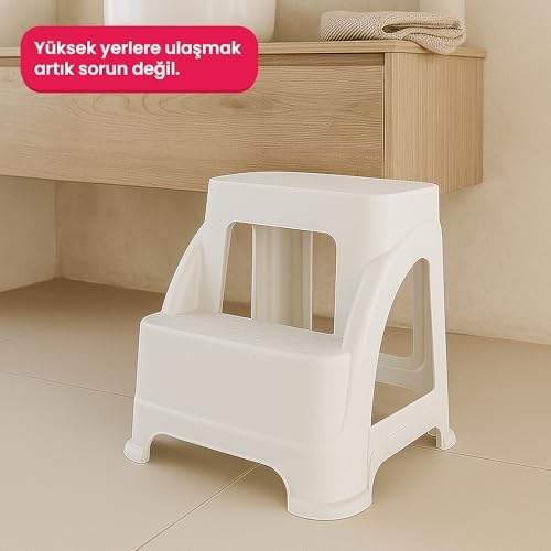 Alternative view of Life Merdivo 2 Basamaklı Büyük Boy Merdiven – Kaymaz Taban, Hafif ve Dayanıklı (Bej)
