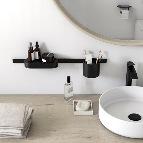 Alternative view of WallStoris duvar çubuğu, 70 cm, banyo saklama, yapıştırma veya delme için saklama sistemi için sabitleme çubuğu, mat siyah