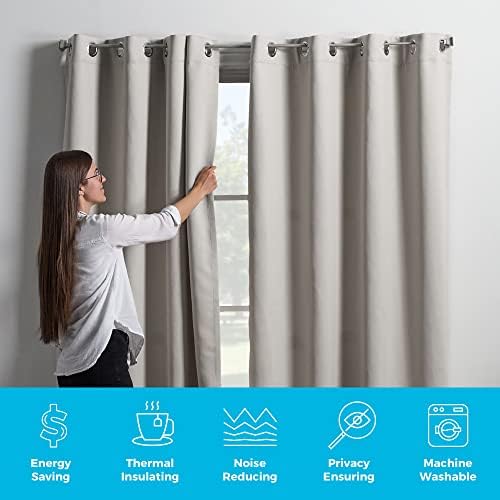 Karartma Perdesi 2 Panelli Set; Beyaz Perdeler 250 cm Uzunluk; Isı Yalıtımlı, Gürültü Azaltıcı - Görsel 3