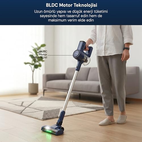 SVC-8636 Şarjlı Dikey Süpürge, Kablosuz BLDC Motorlu, 42 Dakikaya Kadar Kullanım, 20 kPa Emiş Gücü, 1 L Toz Haznesi, HEPA Filtreli