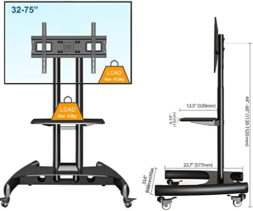 NB AVA1500-60-1P LCD LED OLED Plazma Düz Panel Ekranlar için 32-75 inch TUV Sertifikalı Tekerlekli Profosyonel TV Sehpası