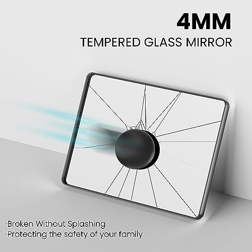 JISOSO Siyah Banyo Aynası 40X75 cm, Duvar için Siyah Metal Çerçeveli Ayna, Temperli Camlı Yuvarlak Dikdörtgen Mat Banyo Vanity Aynası, Paslanma Önleyici, Yatay/Dikey - Görsel 4