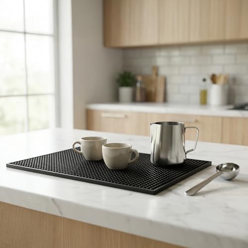 Alternative view of Lüx Bar Matı 43x28 cm Kaymaz Siyah Kauçuk Bar ve Bulaşık Matı - Dayanıklı Dökülme ve Servis Matı (450 gr) Bardak Kurulama Matı