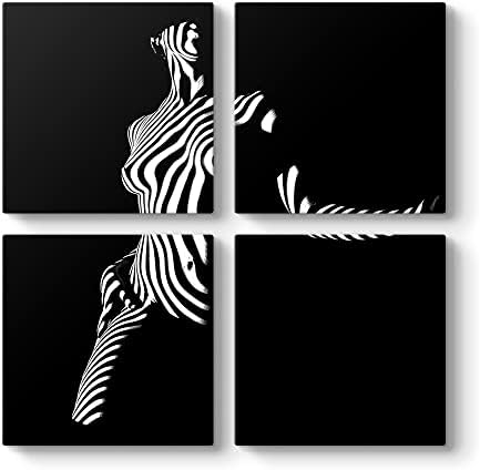 Zebra Pattern Tablo 103 x 103-4 Parçalı