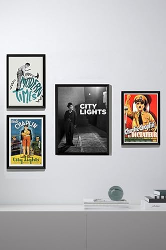 (pster21511) Charlie Chaplin 4 Parçalı Çerçeve Seti