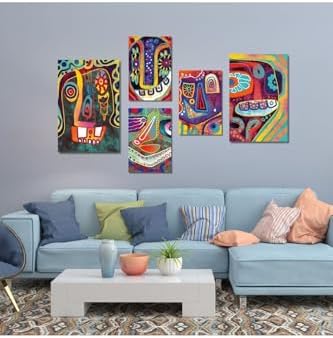 Alternative view of 5 Parçalı Kanvas Dekoratif Tablo Renkli Asimetrik Şekiller, 30 X 40