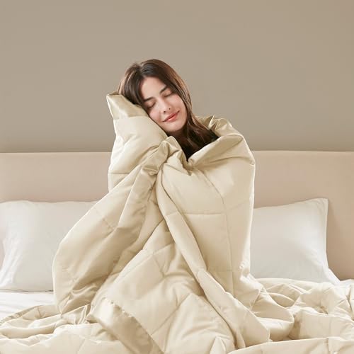 Windom Microfiber Alternative Blanket with 3M Moisture Management Ivory 108x90 Size Quilted Premium Soft 3M Scotchgard Moisture Microfiber For Bed, Couch or Sofa - Görsel 4