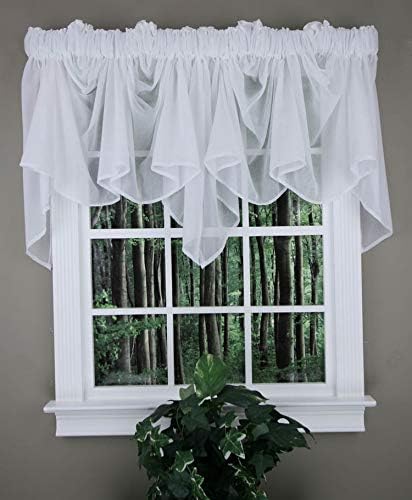 Galore: Splendor Batiste, 254 cm G X 73 cm U, Sheer Festoon Valance Beyaz