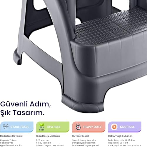 Alternative view of Merdivo 2 Basamaklı Büyük Boy Merdiven – Kaymaz Taban, Hafif ve Dayanıklı
