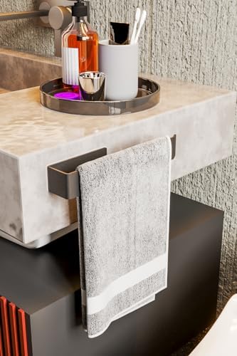 Zift Paslanmaz Çelik Mat Siyah Havlu Askısı - Yapışkanlı Havluluk - Banyo & Lavabo Havlu Tutacağı - STİLO