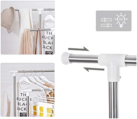 Elbise Askısı, 95-172 cm Ayarlanabilir 2 Ayakkabı Raflı, Paslanmaz Çelik Kaplama Borular, Llr03W - Görsel 4