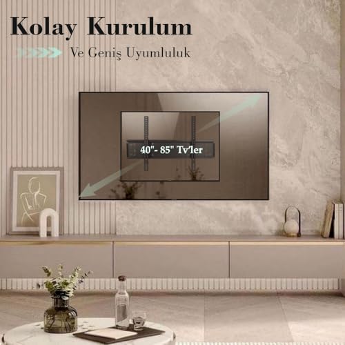 Alternative view of Tvtech TV-4085 Televizyon Duvar Askı Aparatı, 40"-85" inç (102-216cm) VESA 400x400-600x400-600x500-700x500 max 50kg/110LBS-Kilitli Sistem-Sarsılmaz-Depreme karşı-Çocuk kilitli - Kavisli/Curved Uyumlu