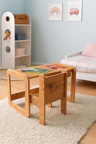 Tek Kişilik Çekmeceli Ahşap Çocuk Oyun & Aktivite Masa ve Takımı - 18mm Ceviz Renk MDF - Görsel 3