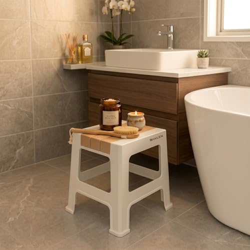 Alternative view of Küçük Boy Kaymaz Tabanlı Ev Ofis Taburesi - 120 Kg Taşıma Kapasiteli Kaymaz Banyo Taburesi - Çocuk Taburesi - 31x35x35 cm (Turuncu)