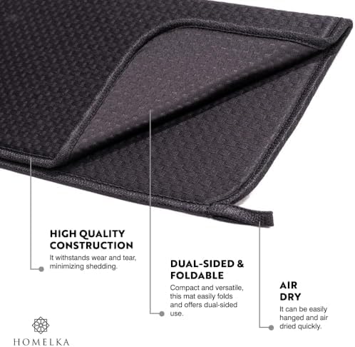 Mutfak Tezgahı için Bulaşık Kurutma Paspasları, Çeşitli Amaçlar İçin Süper Emici Mikrofiber Bulaşık Süzgeci, Şık ve Etkili, Hızlı Kuruyan Bulaşık Matı, 43 cm x 35 cm, Siyah - Görsel 4