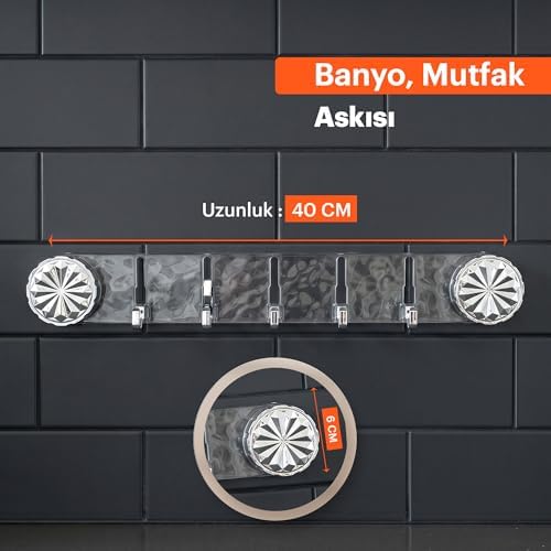 Alternative view of Vakumlu ve Yapışkanlı Askı – Mutfak ve Banyo İçin Delme Gerektirmeyen Duvar Askılığı