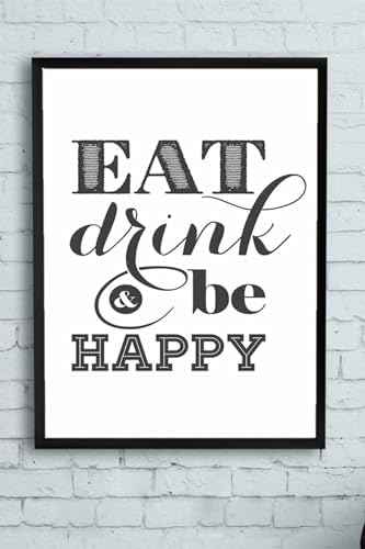 (pster14564) Eat Drink Be Happy Mutfak Çerçeveli Tablo 30 x 40