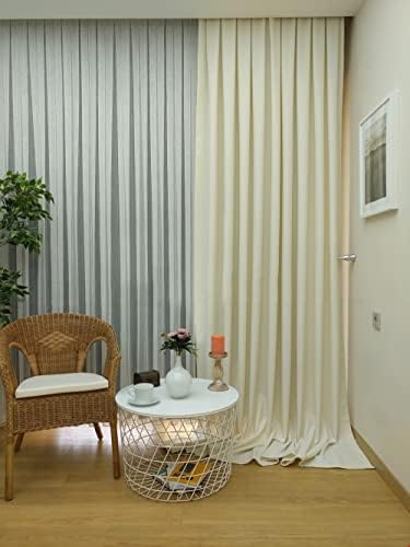 Ekru Düz Renk Fon Perde, Pilesiz Düz Dikim, Tek Kanat 80 x 250 cm - Görsel 4
