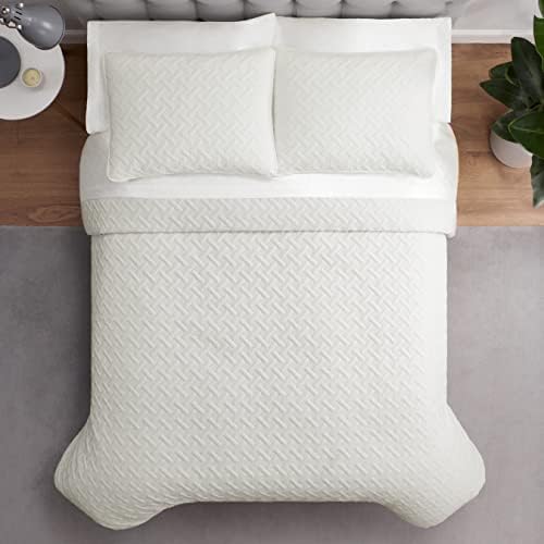 Serta ComfortSure Yumuşak 3 Parça /Cal Yorgan Nevresim Takımı, Yatak Örtüsü/Örtü ve Yastık Kılıfı Dahil, Her Mevsim için Yatak Takımı, Makinede Yıkanabilir, Fildişi - Görsel 3