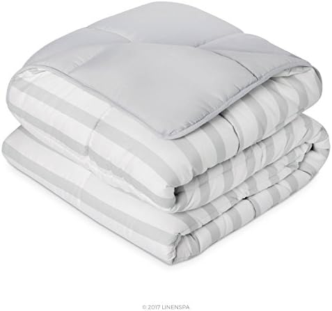 Alternative view of (California, Grey/ Stripe) - Reversible Alternative Quilted Comforter with Corner Duvet Tabs - Cal Size
