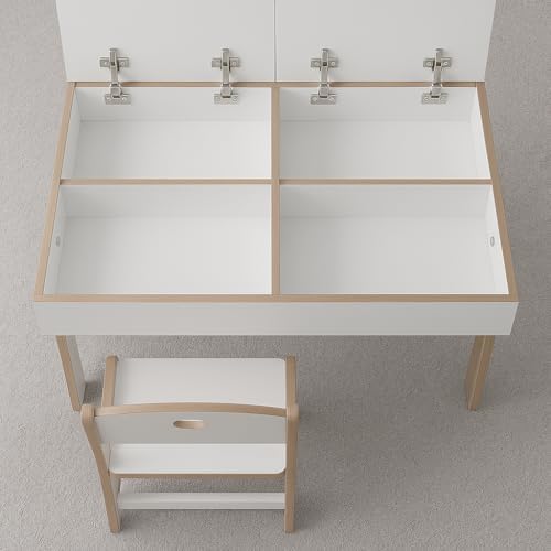 MDF Çocuk Aktivite Masası, Açılabilir Kapaklı, Ergonomik Tasarım, 1 ve 1 Masa, Beyaz