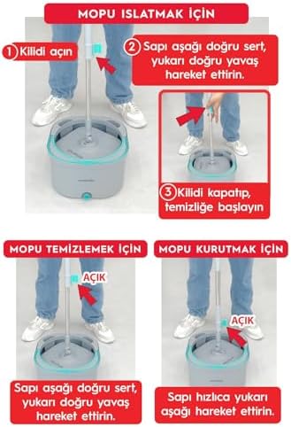 Alternative view of Aqua Max ÖZEL SERİ ŞEFFAF Temiz&Kirli Suyu Ayırma Çift Kova Yedekli Temizlik Seti Mop Paspas