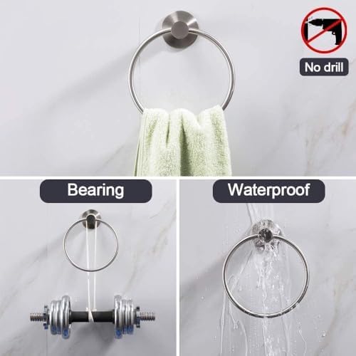Yapışkanlı havlu halkası, Deliksiz Montaj, Paslanmaz Çelik Yapı, Şık ve Modern Tasarım, Mutfak ve Banyo için Pratik Havlu Askısı