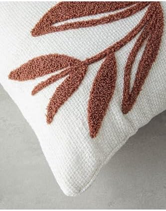 Foglie Nakışlı Kırlent Kılıfı 45X45 Cm Ekru - Görsel 2