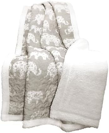 Lush Fil Geçit Töreni Bulanık Tersinir Battaniye, 152 cm x 127 cm, Gri ve Beyaz - Görsel 2