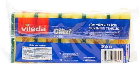 141125 Oluklu Hijyenik Bulaşık Süngeri, Tırnak Koruyuculu, 5'li Ekonomik Paket, Yeşil 3lü paket