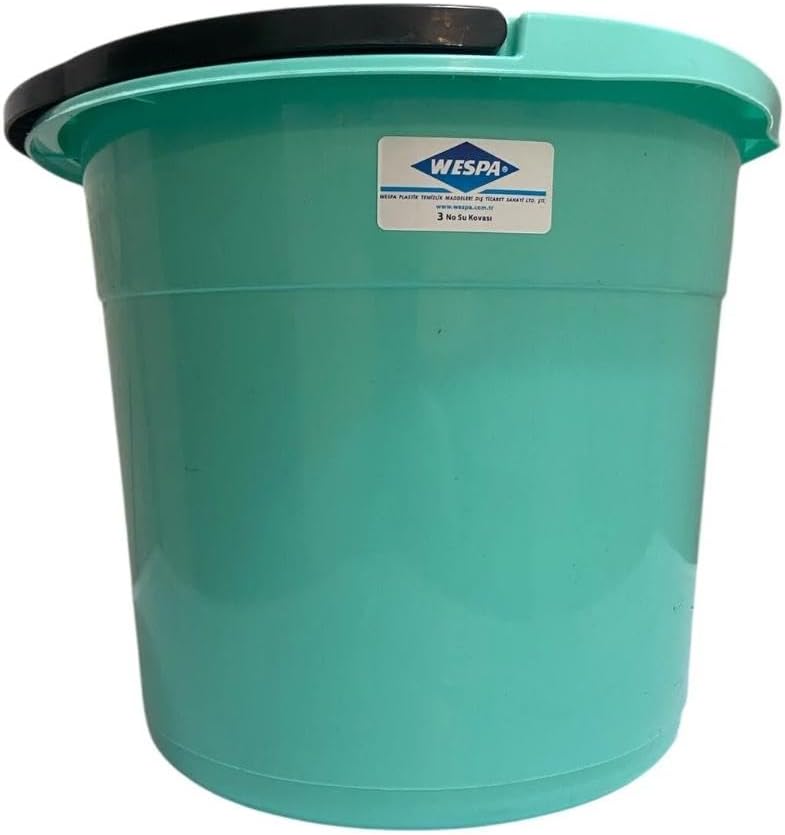 WESPA Plastik Su Kovası, Turkuaz, 3 No, Dayanıklı Ev ve Bahçe Kullanımı için 10 litre