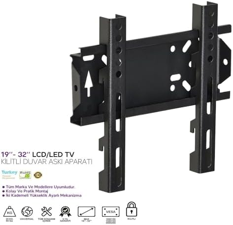 Alternative view of 19"-32" Sabit Kilitli Lcd Led Tv Duvar Askı Aparatı, 25 Kg Taşıma Kapasitesi, Televizyon Askısı, Duvara Montaj