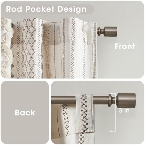 Imani%100 Pamuk TEK PANEL Perde Püsküllü Şönil Çizgili Geometrik Baskı Yüzyıl Ortası Görünümlü Çubuk Cep Üstü Oturma Odası için, Yatak Odası için Gizlilik Pencere Uygulaması, 127 cm x 213 cm, - Görsel 4
