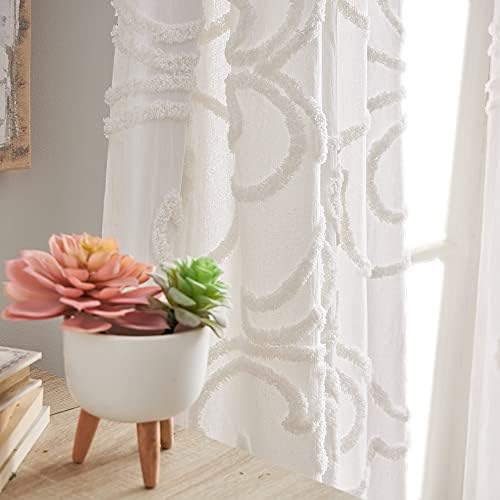 Gates Püsküllü Şönil Çubuk Cep Pencere Perdesi Panel Çifti, 274 cm, Kış Beyazı